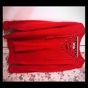 Victoria’s Secret red Knit sweater V neck